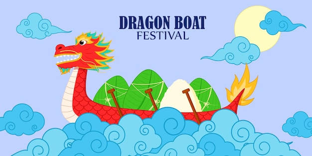 Векторная иллюстрация приветствия фестиваля лодок-драконов