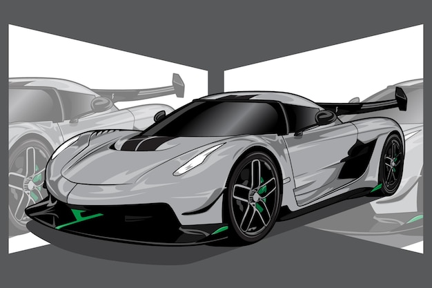 スポーツカーやスーパーカーを描くイラストのベクトル。