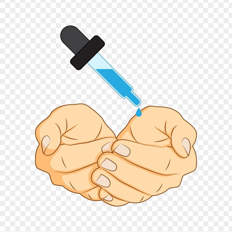 Vector vector illustration of dropper in hands on transparent background
