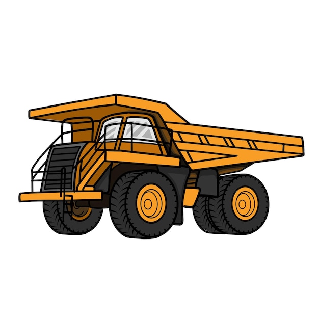 Illustrazione vettoriale di autocarro con cassone ribaltabile per l'industria mineraria. icona del vettore. isolato su sfondo bianco