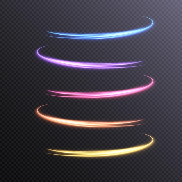 vector illustration of dynamic light sources on a dark background. high speed in night abstraction.