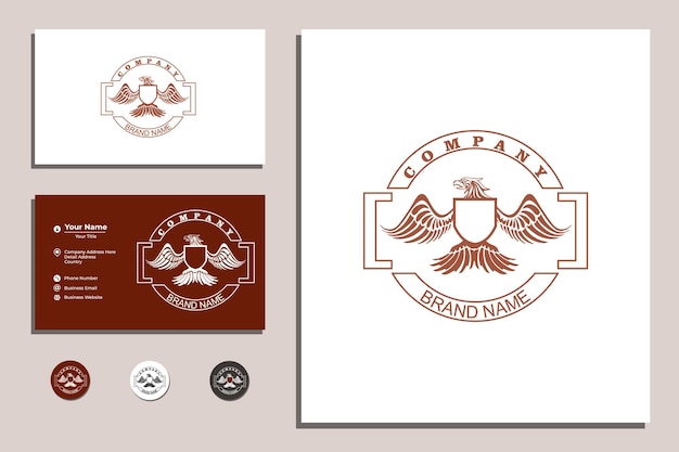 Vector illustration of eagle logo icon with business card