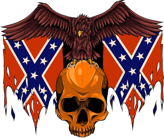 Premium Vector  Vector illustration of eagle on skull with confederate flag