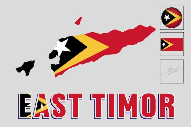 Vector illustration of the East Timor flag and map