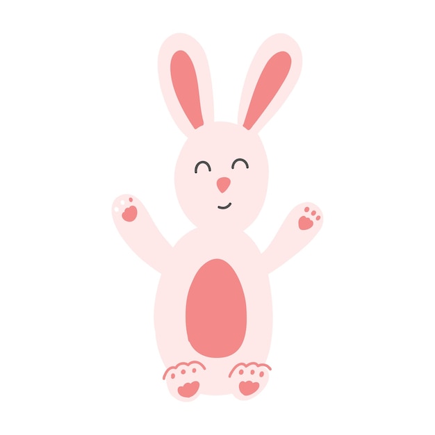 Векторная иллюстрация пасхального кролика милый мультяшный плоский кролик на изолированном белом фоне