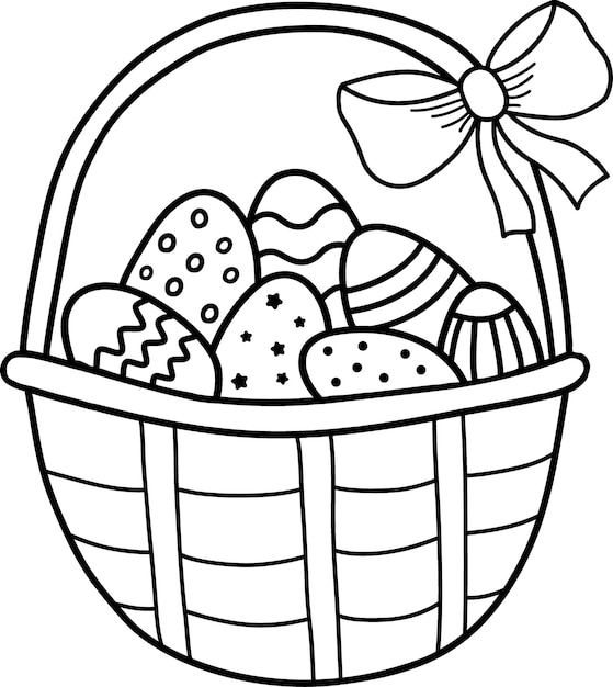 Vector illustration of an Easter egg basket is a coloring book for vector illustration for children
