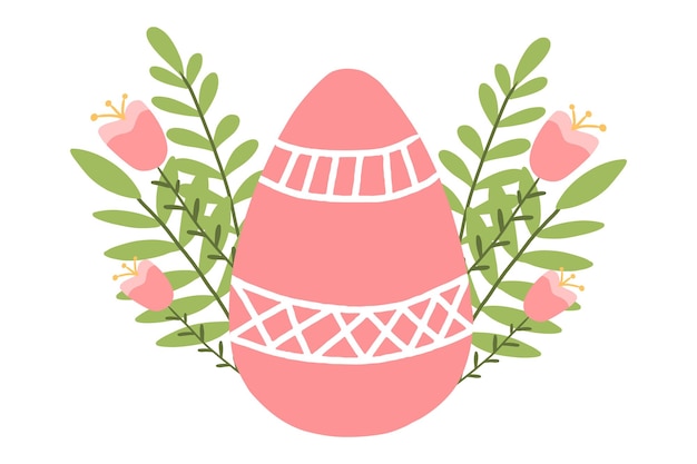 Vettore illustrazione vettoriale di un uovo di pasqua. uovo di pasqua giallo con fiori. concetto di pasqua. cartolina per pasqua. illustrazione vettoriale