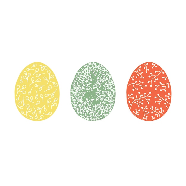 Vector illustration of easter eggs. easter eggs decorated with plant ornaments.