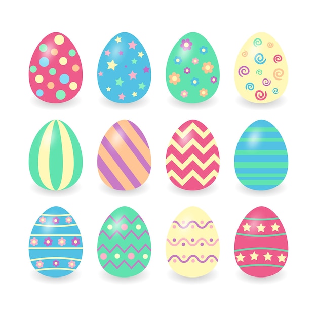 Vector illustration of easter eggs isolated on white background