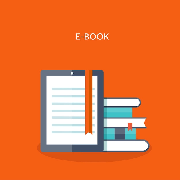 터 일러스트레이션 Ebook 평평한 배경 세트 원격 교육 학습 온라인 코스 및 웹 학교 지식 정보 연구 과정 Elearning