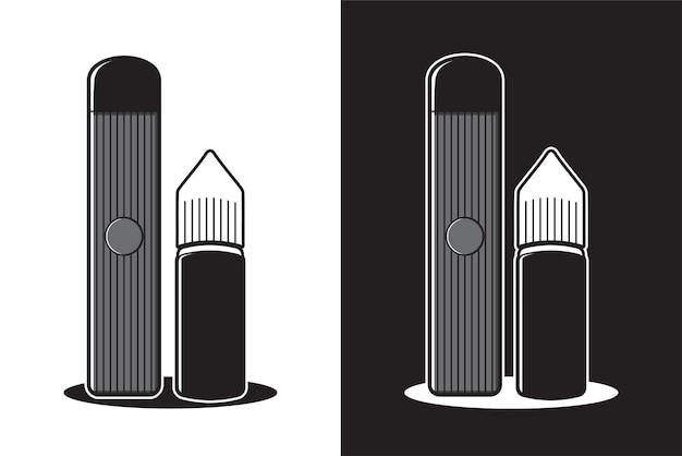 vector illustration of ecigarettes and liquids