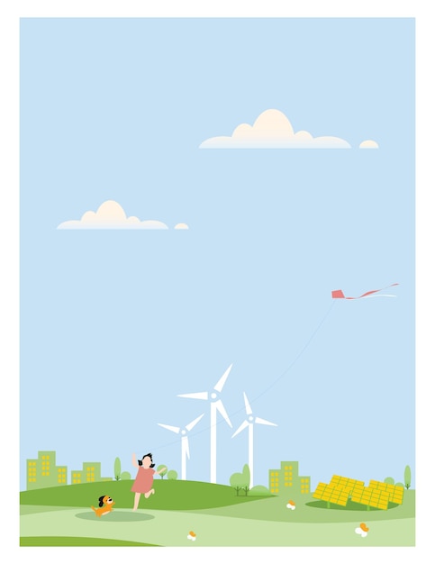 Vector illustration of eco friendly conceptFlat banner Environmentally friendlyhand drawn cartoon