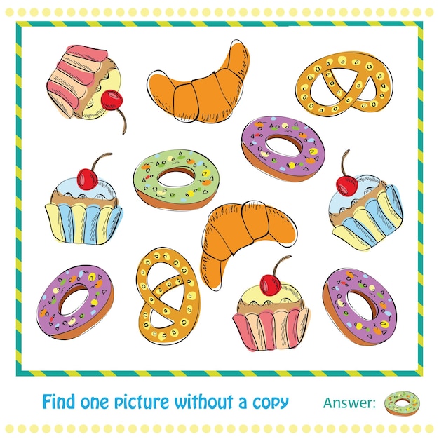 Vector illustration - educational game for children - find the picture that doesnt have a duplicate
