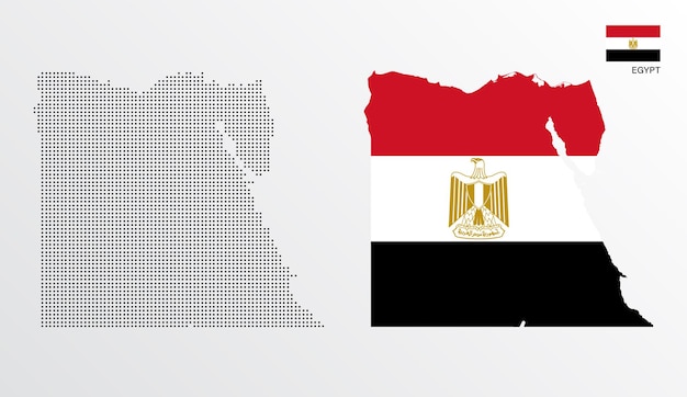 Vector illustration of Egypt map with flag