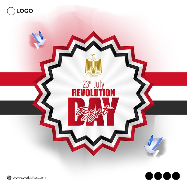 Vector illustration of Egypt Revolution Day 23 July social media story feed mockup template