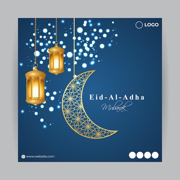 Vector illustration of Eid al Adha Mubarak social media story feed mockup template