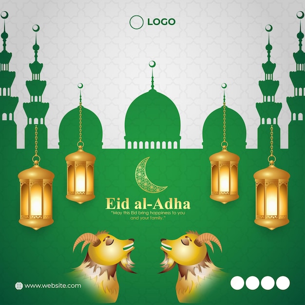 Vector illustration of Eid al Adha Mubarak social media story feed mockup template