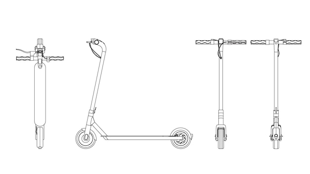 Vector illustration of electric scooter bike, line art