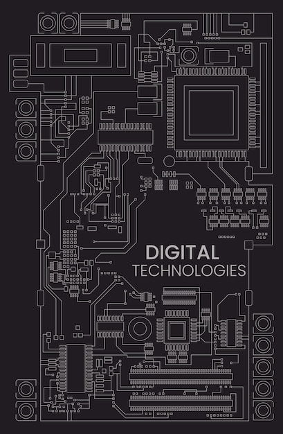 Vector vector illustration of an electrical circuit in the form of a printed circuit board