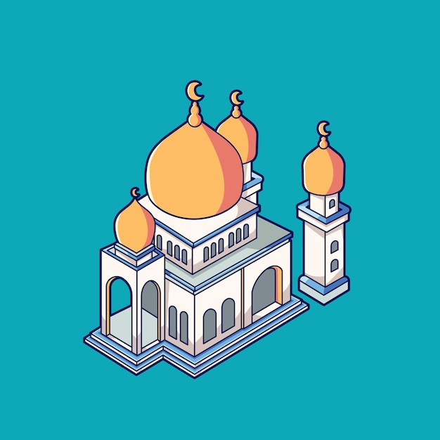 Vector vector illustration elegant isometric mosque design