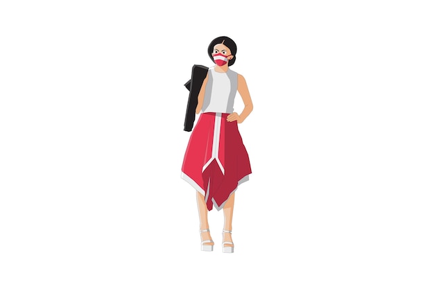 Vector vector illustration of elegant women posing