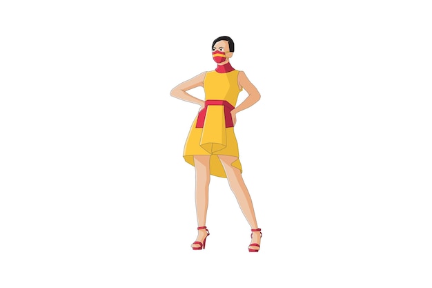 Vector illustration of elegant women posing