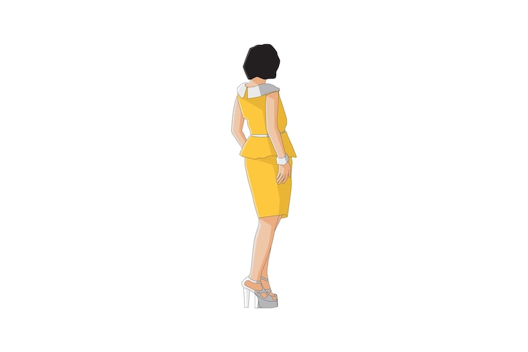 Vector vector illustration of elegant women posing