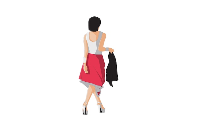 Vector illustration of elegant women walking