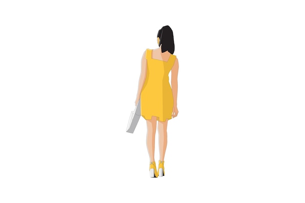 Vector illustration of elegant women walking