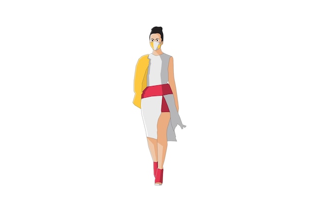 Vector illustration of elegant women walking