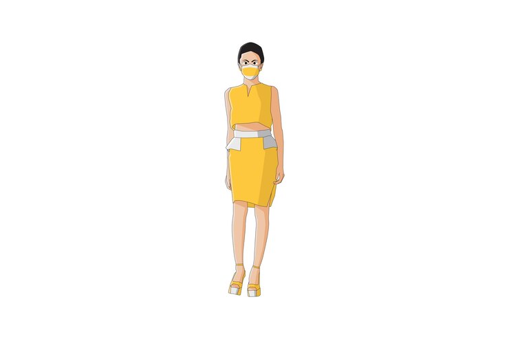 Vector vector illustration of elegant women walking