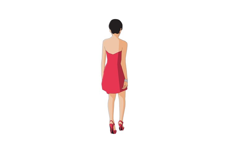 Vector vector illustration of elegant women walking