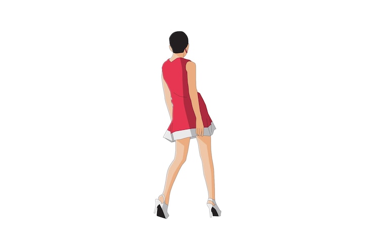 Vector vector illustration of elegant women walking