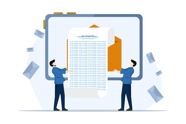 広告メールを送信するキャラクターを含む電子メール プロモーション コンセプトのベクトル イラスト