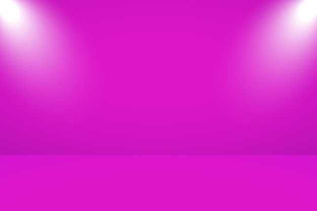 Vector illustration of empty studio with lighting and magenta background for product display