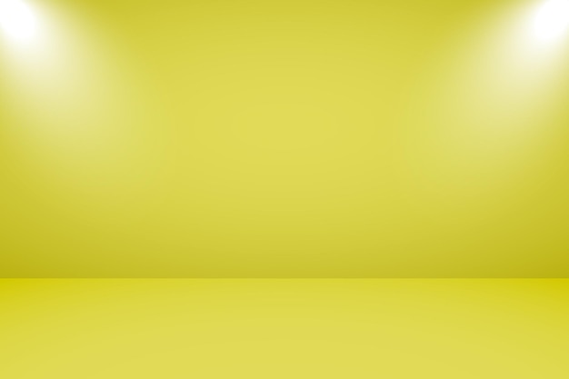 Vector vector illustration of empty studio with lighting and yellow background for product display