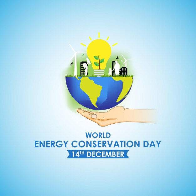 Vector illustration of energy conservation day social media feed template