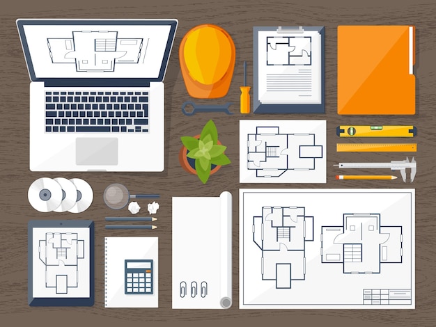 vector illustration engineering and architecture drawing construction architectural project design