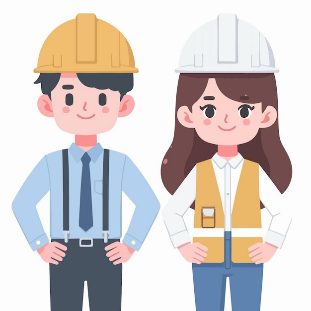 Vector illustration of engineers in flat design style