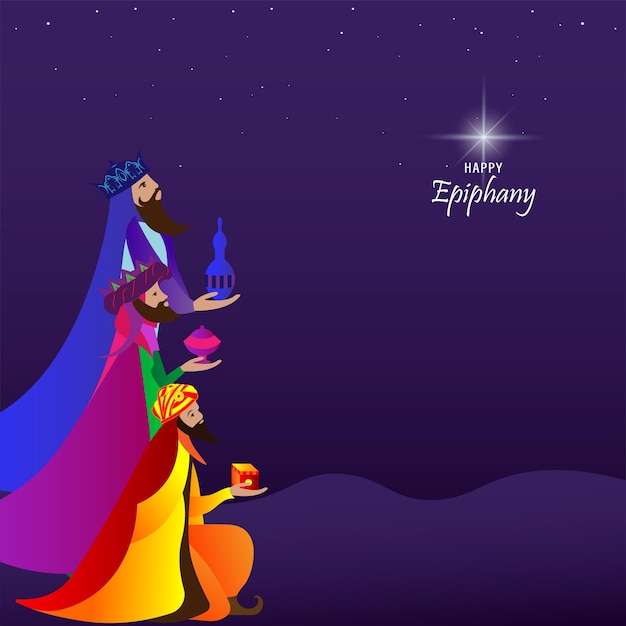 Illustrazione vettoriale dell'epifania una festa cristiana gesù cristo subito dopo la sua nascita