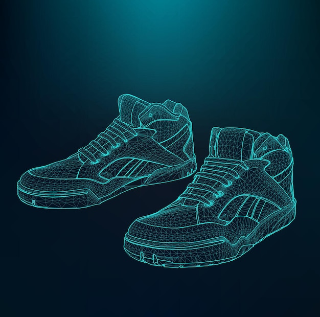 Vector illustration eps 10 of Sport shoes for running. Scope of lines and dots