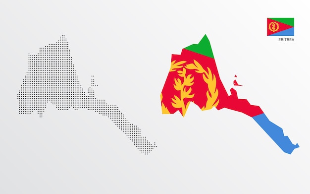 Vector illustration of Eritrea map with flag