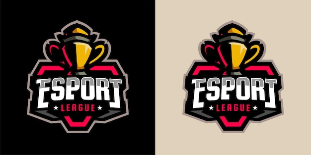 Illustrazione vettoriale del logo del distintivo del campione della esport league