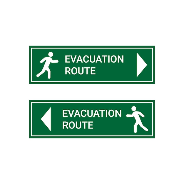 Illustrazione vettoriale dei segnali del percorso di evacuazione