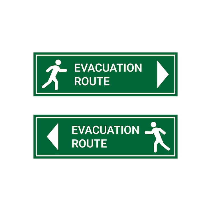 Vector vector illustration of evacuation route signs