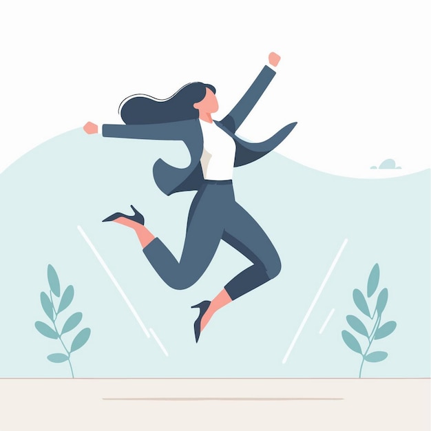 Vector illustration of excited businesswoman with a megaphone in flat design style