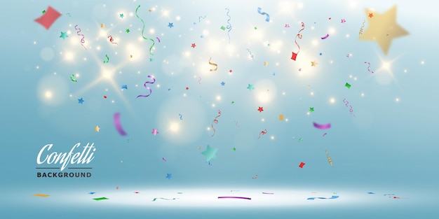 Vector illustration of falling confetti on a transparent background