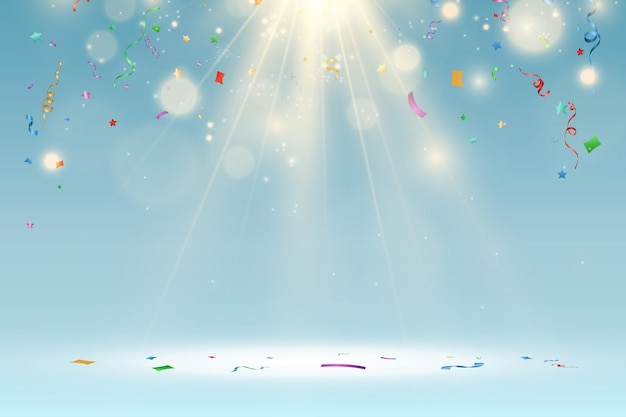 Vector illustration of falling confetti on a transparent background