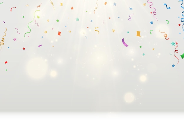 Vector illustration of falling confetti on a transparent background.