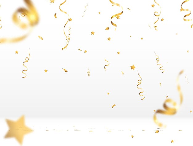 Vector illustration of falling confetti on a transparent background.